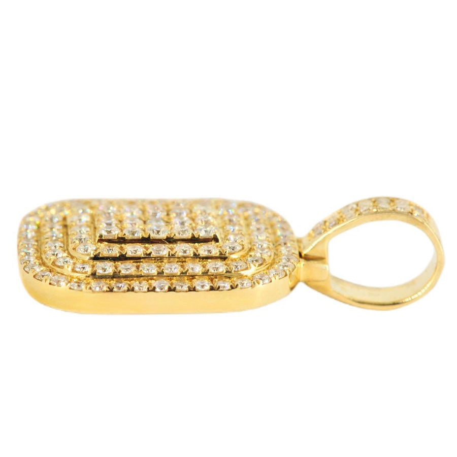 10k Yellow Gold 4 Level Raised Diamond Tag Pendant 1.37ct - Johnny Dang & Co