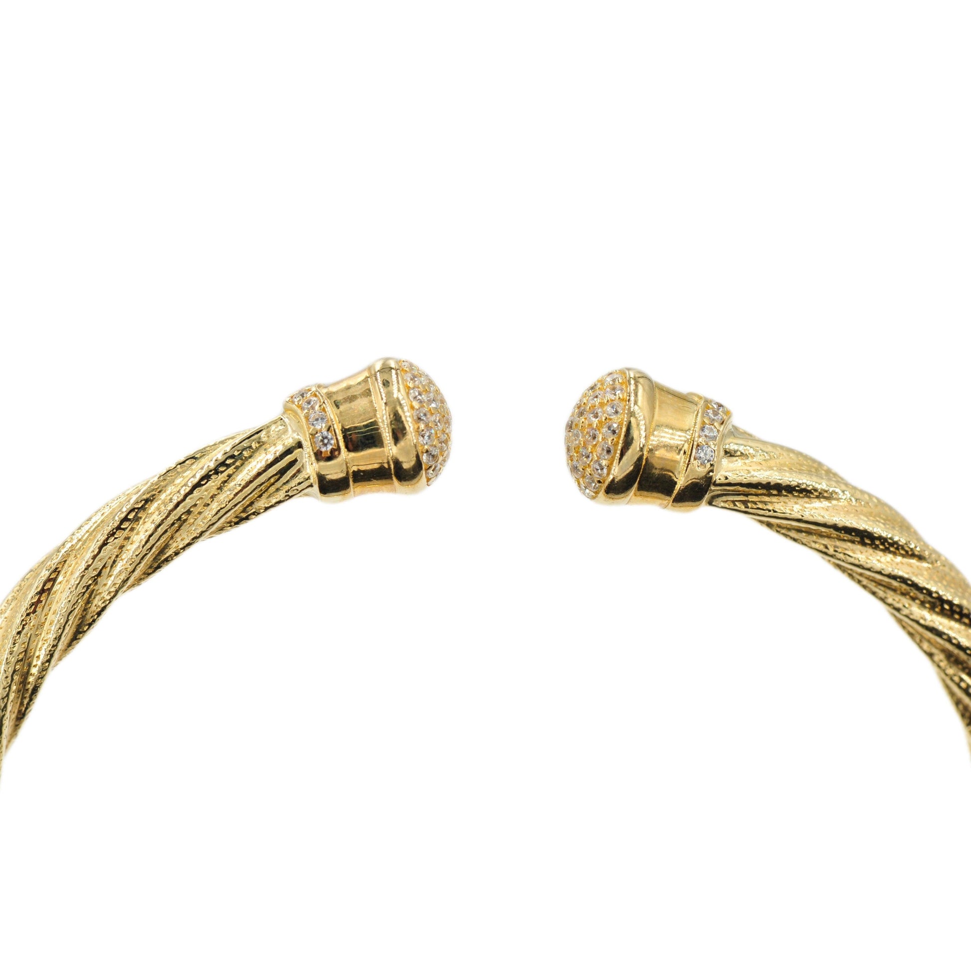 10K Yellow Gold Rope Cable Bangle With CZ - Johnny Dang & Co