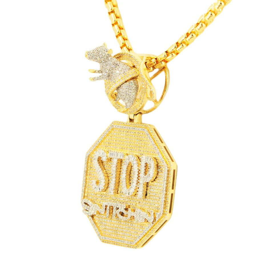Diamond Stop Snitchin Pendant With No Rats Bail - Johnny Dang & Co