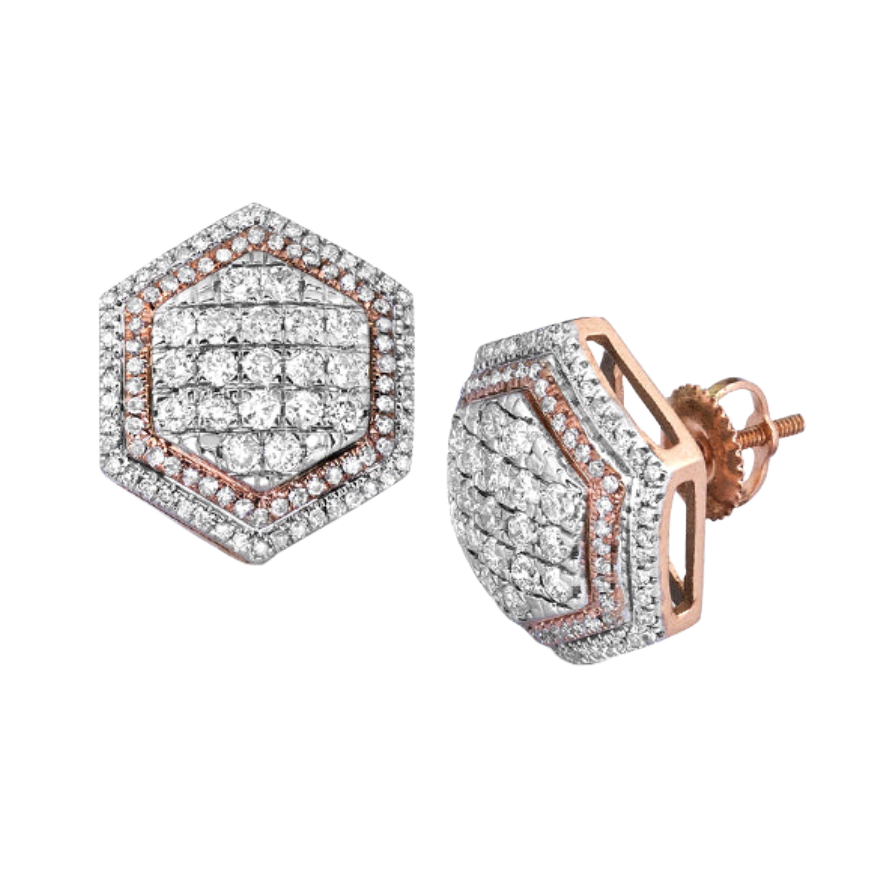 10KR 1.50CTW DIAMOND 6-SIDED DOME EARRINGS - Johnny Dang & Co
