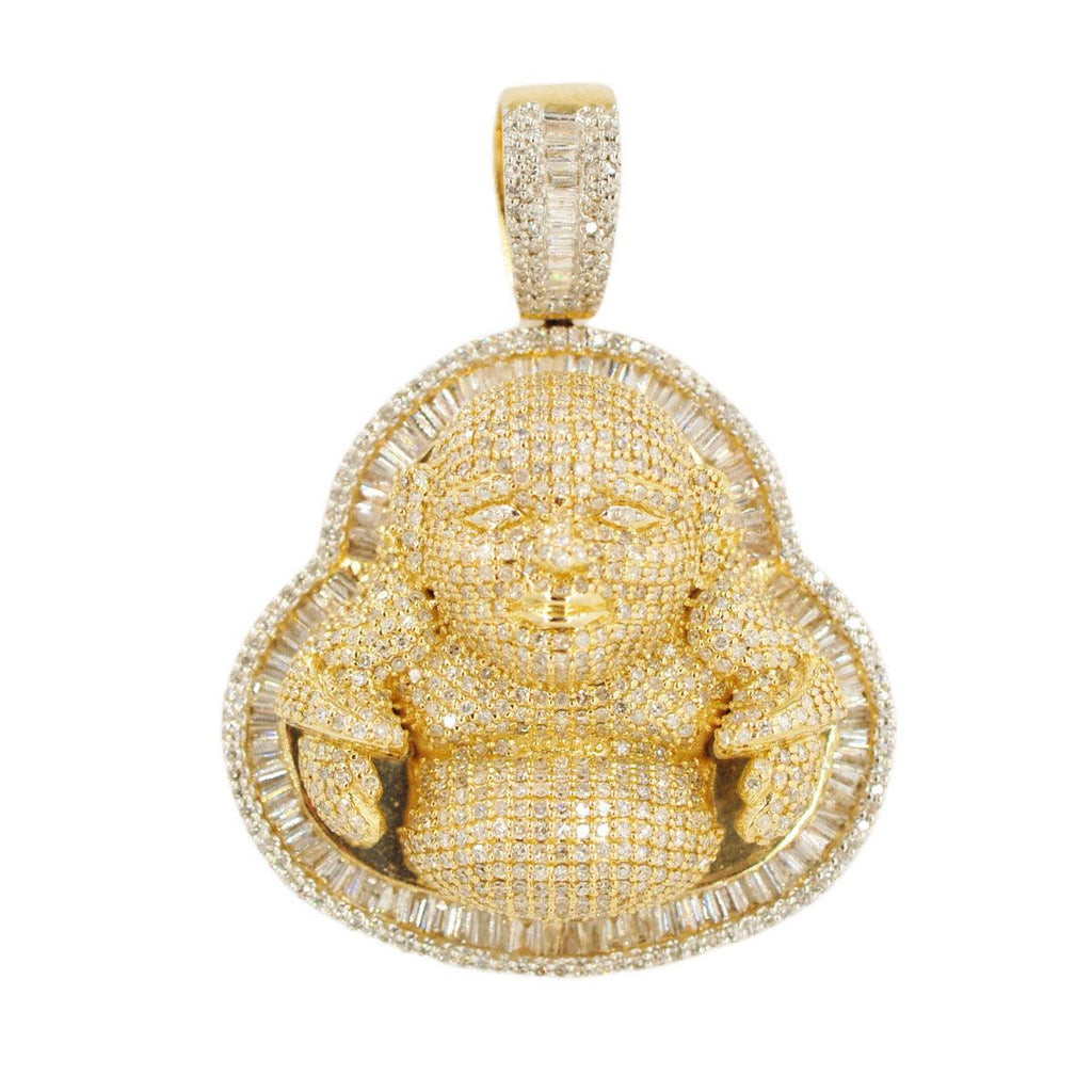 10k Gold 3.85ctw Baguette and Round Diamond Buddha - Johnny Dang & Co