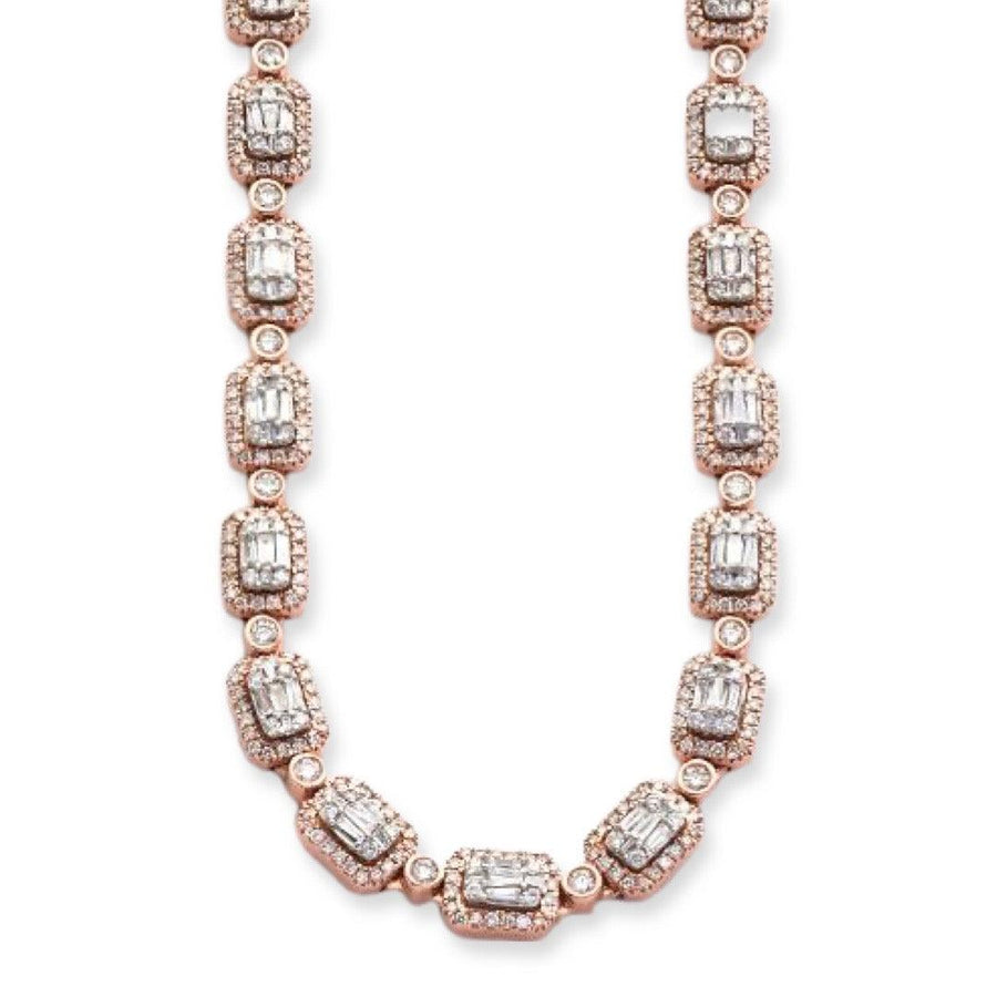 10KR+W 9.00CTW BAGUETTE NECKLACE 20
