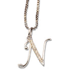 MINI SCRIPT LETTERS SILVER 925 WHITE GOLD PLATED - Johnny Dang & Co