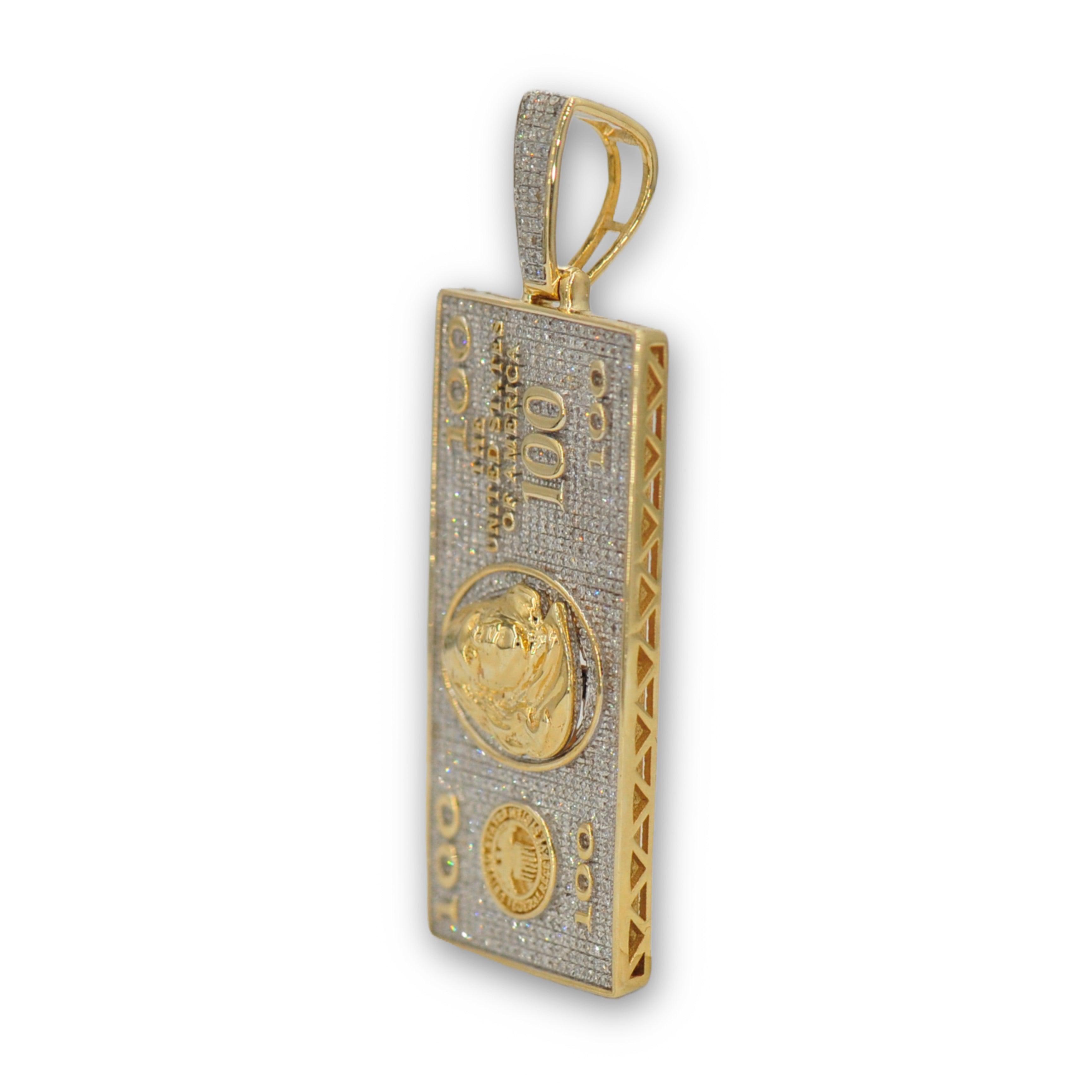 10K Benjamin Franklin Bill Pendant - Johnny Dang & Co