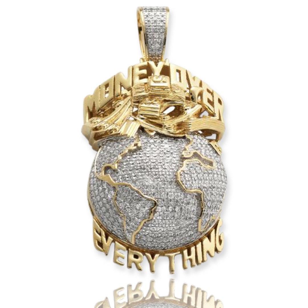 10KY 1.05CTW DIAMOND GLOBE WITH TEXT PENDANT - Johnny Dang & Co