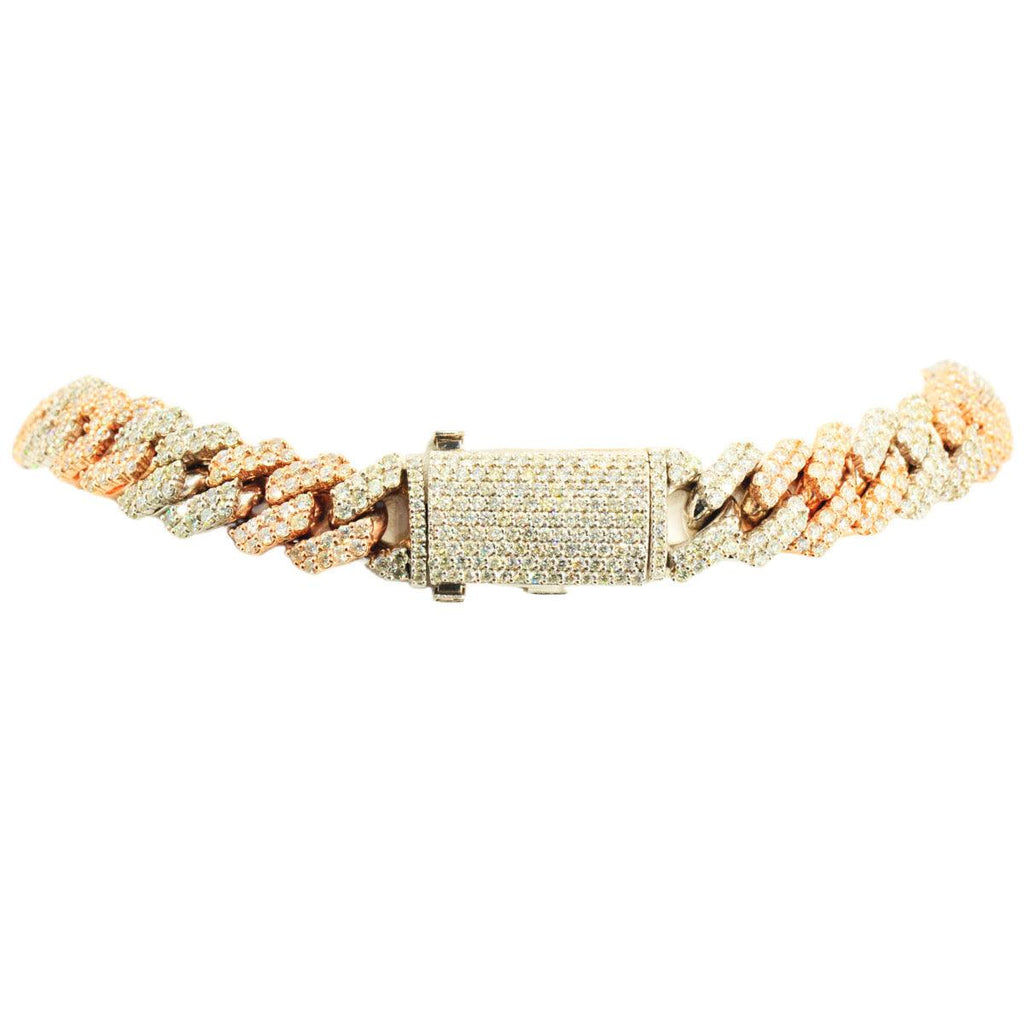 10k 2-Tone White and Rose Gold 28ctw Solid Miami Cuban Chain 22" - Johnny Dang & Co