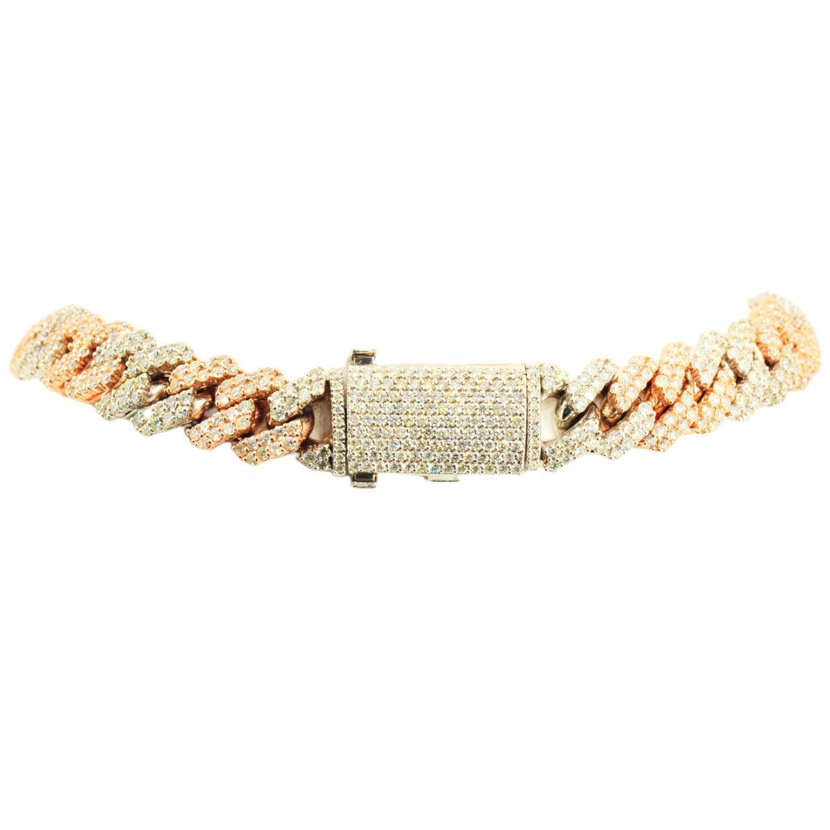 10k 2-Tone White and Rose Gold 28ctw Solid Miami Cuban Chain 22" - Johnny Dang & Co