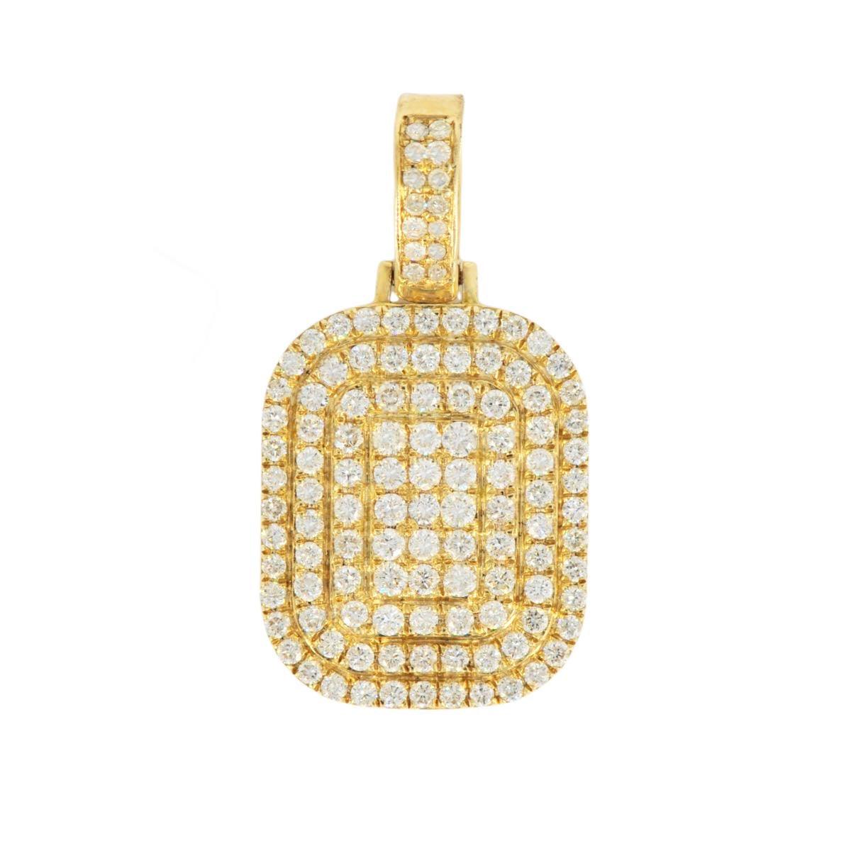 10k Yellow Gold 4 Level Raised Diamond Tag Pendant 1.37ct - Johnny Dang & Co