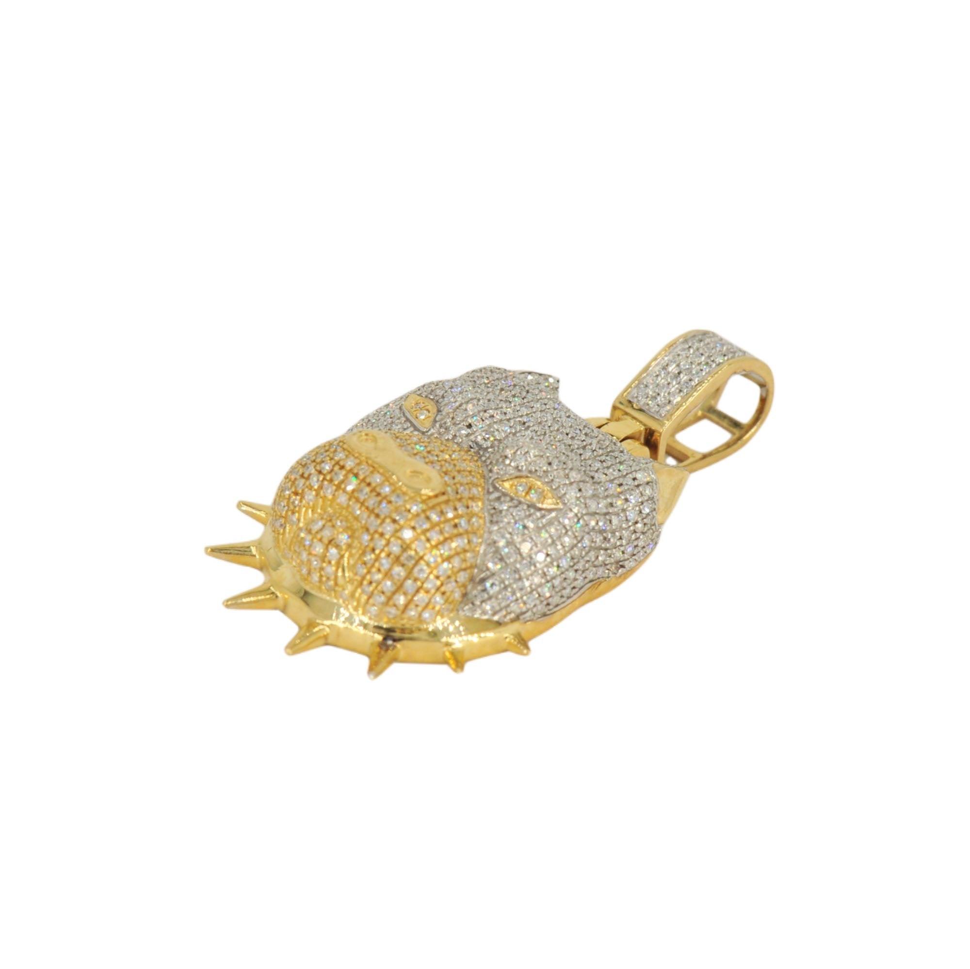 10KY Diamond Spiked Pitbull Dog Pendant 0.92ctw Flash - Johnny Dang & Co