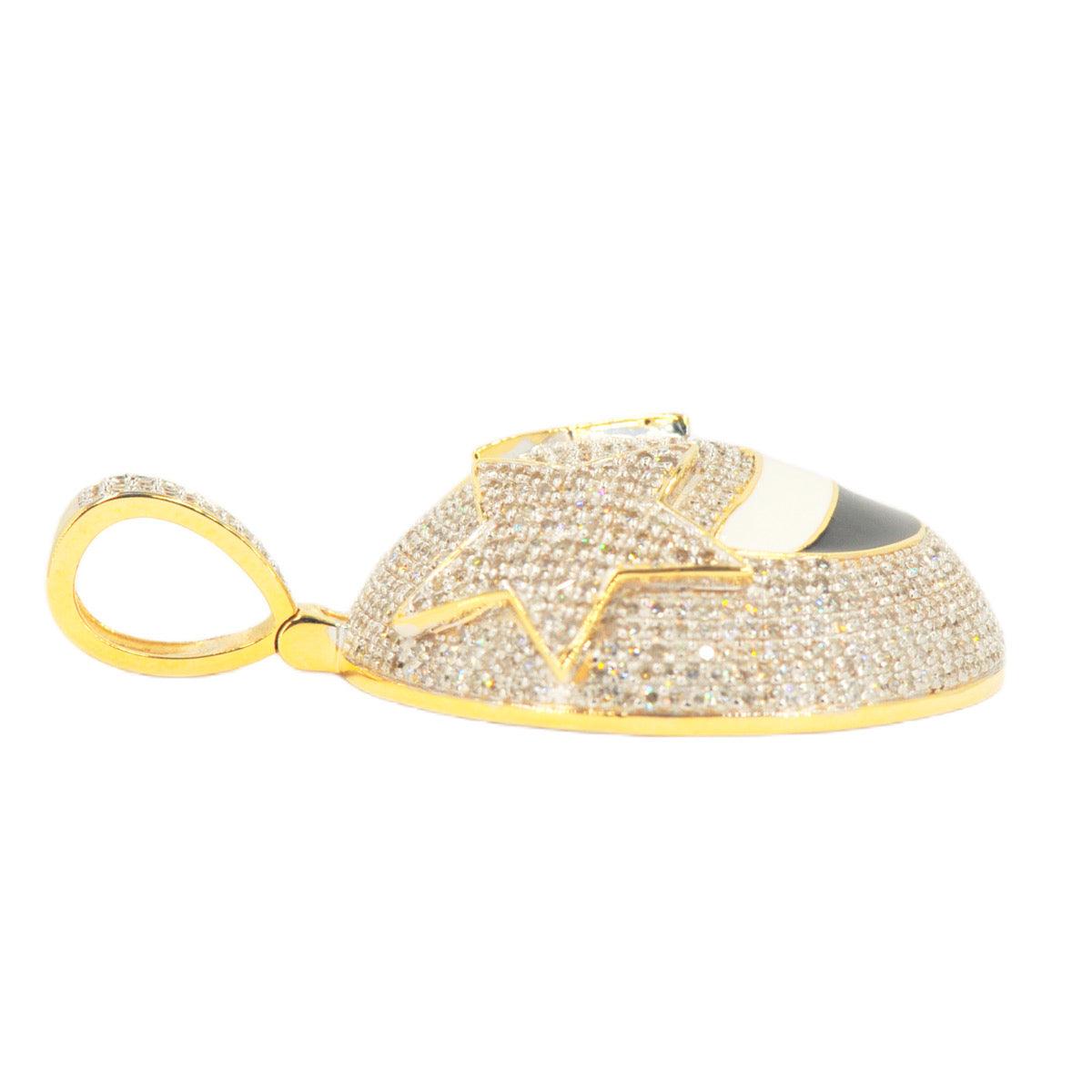 10k Yellow Gold Diamond Rock Star Emoji Pendant - Johnny Dang & Co