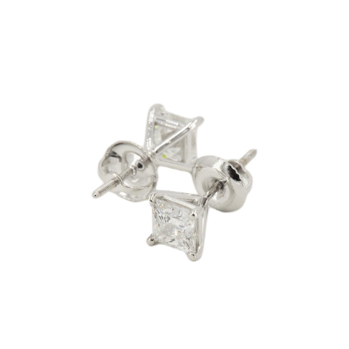 Custom 1.50ctw Princess Cut Diamond Stud Earrings - Johnny Dang & Co
