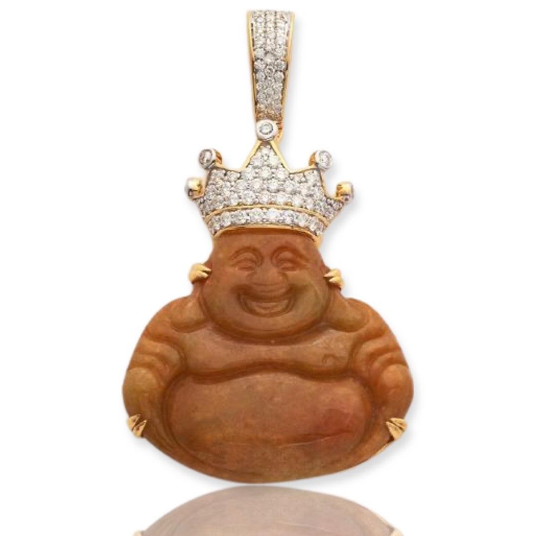10KY 0.85CTW DIAMOND JADE KING BUDDHA PENDANT - Johnny Dang & Co