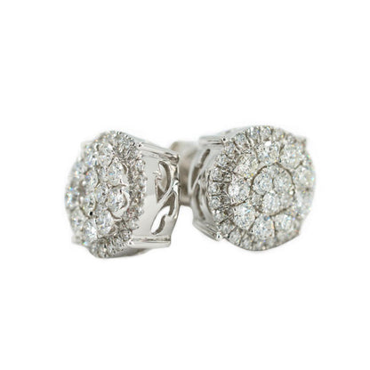 14KW 1.50CTW DIAMOND ROUND CLUSTER EARRINGS WITH HALO - Johnny Dang & Co