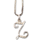 MINI SCRIPT LETTERS SILVER 925 WHITE GOLD PLATED - Johnny Dang & Co