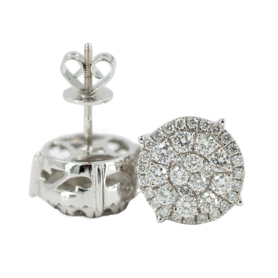 0.85 CTTW DIAMOND ROUND CLUSTER EARRINGS WITH HALO - Johnny Dang & Co