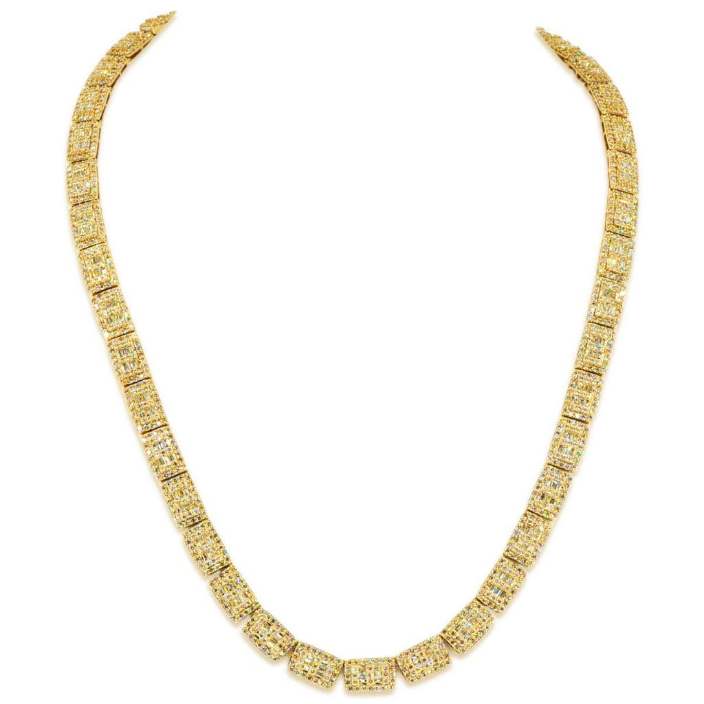 10ky 8.25mm Baguette & Round 18.88ctw Diamond Blocks 20" Chain - Johnny Dang & Co