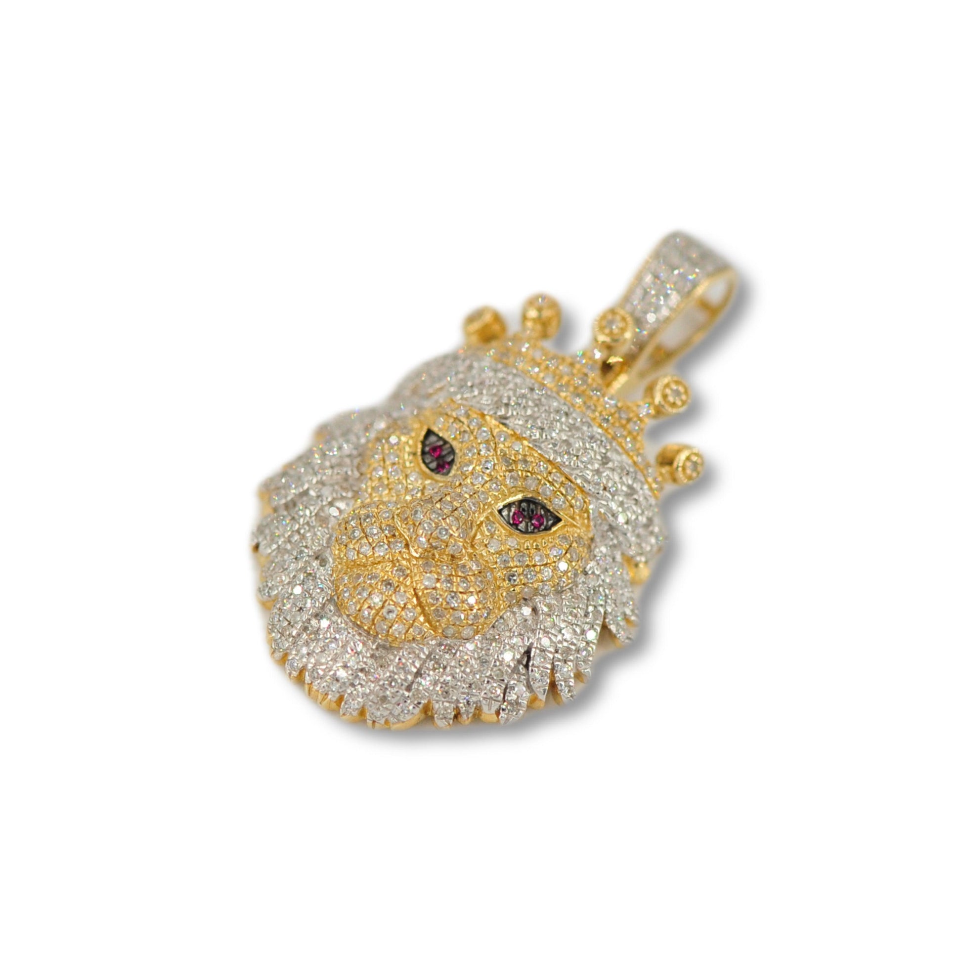 10K Yellow Gold Diamond Majestic Lion Pendant - Johnny Dang & Co