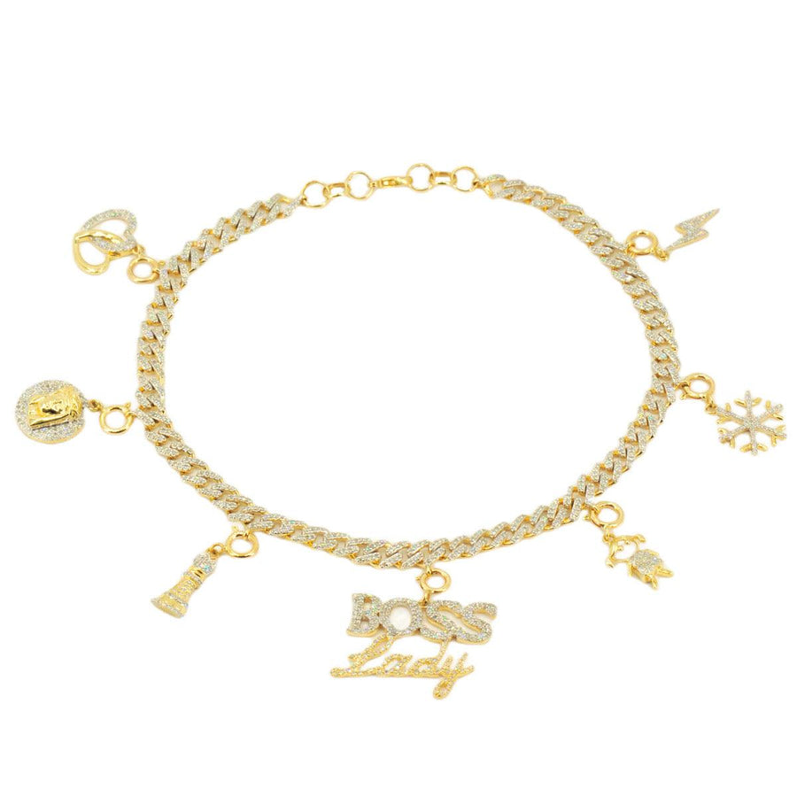 Copy of 10k Gold 0.45ctw Diamond Charm Anklet 9