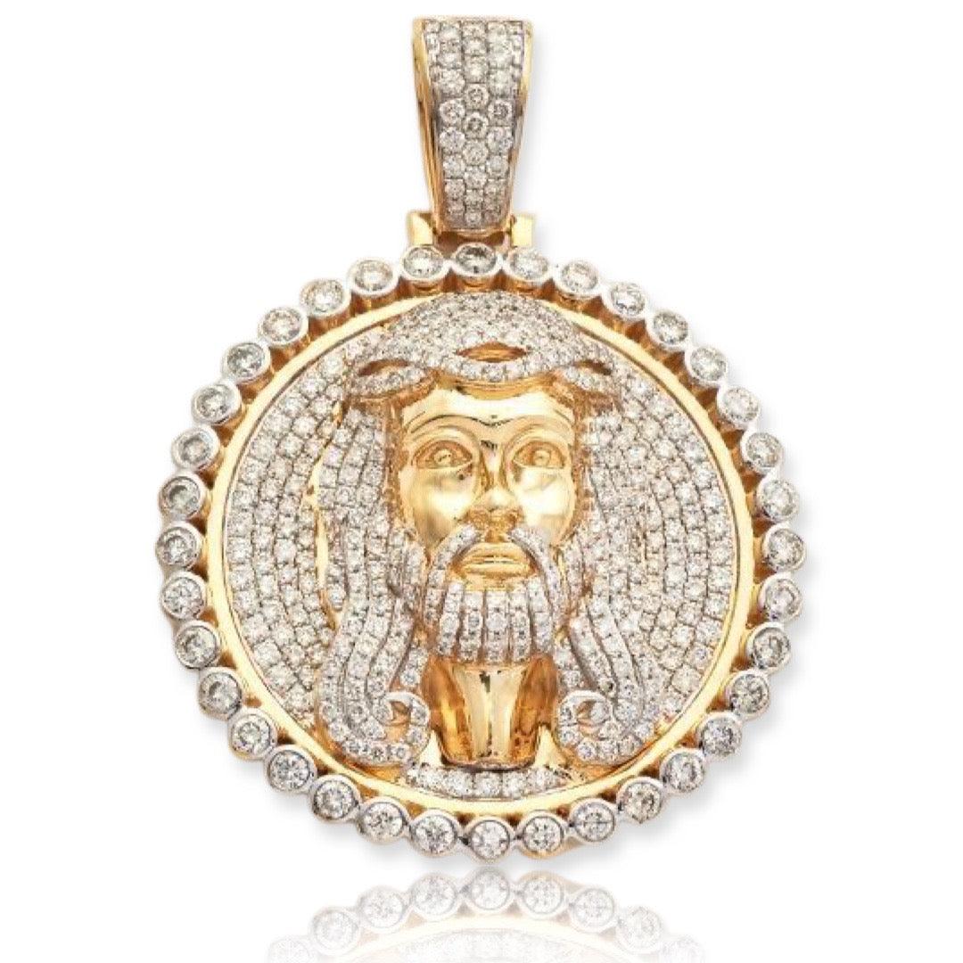 10KY 5.55CTW DIAMOND JESUS HEAR MEDALLION - Johnny Dang & Co