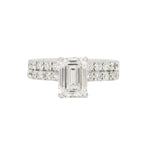 Custom 2 Carat VVS Emerald Cut Engagement Ring and Wedding Band 18k Gold Set - Johnny Dang & Co