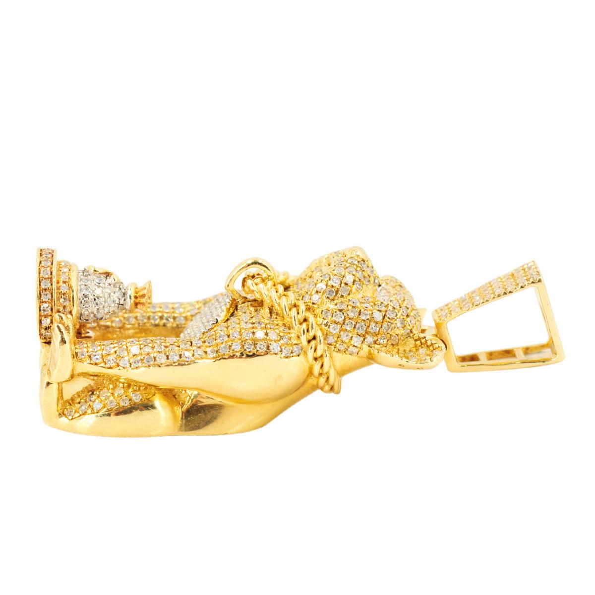 10k Yellow Gold 1.27ctw Diamond Champion Bulldog Pendant - Johnny Dang & Co