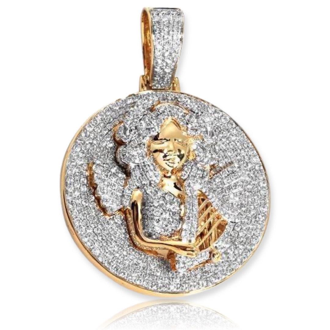 10KY 3.00CTW DIAMOND ANGEL WITH HARP MEDALLION - Johnny Dang & Co