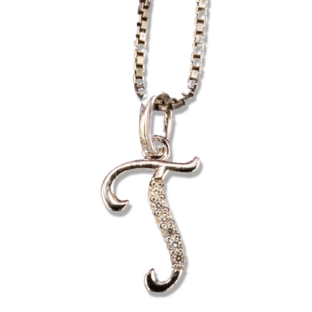 MINI SCRIPT LETTERS SILVER 925 WHITE GOLD PLATED - Johnny Dang & Co