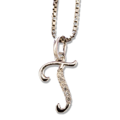 MINI SCRIPT LETTERS SILVER 925 WHITE GOLD PLATED - Johnny Dang & Co