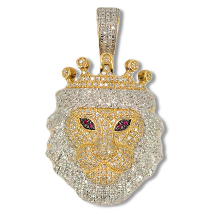 10K Yellow Gold Diamond Majestic Lion Pendant 1.14ctw - Large - Johnny Dang & Co