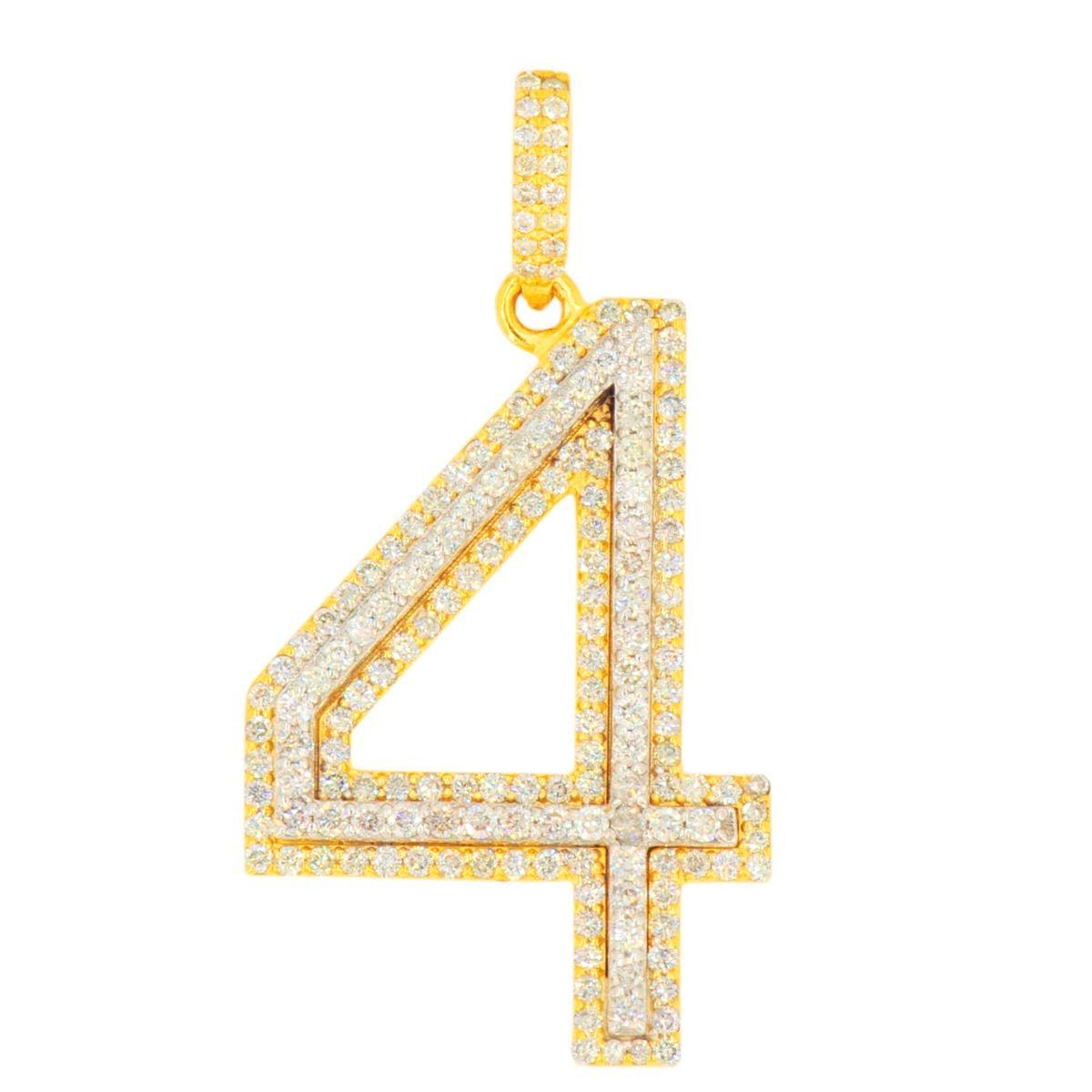 10K Yellow Gold Si Diamond Number 4 Pendant - Johnny Dang & Co