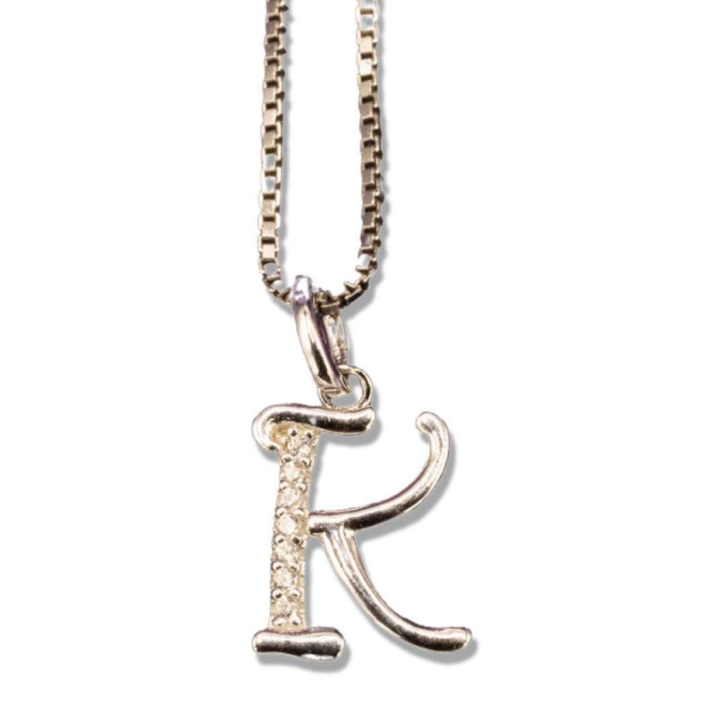 MINI SCRIPT LETTERS SILVER 925 WHITE GOLD PLATED - Johnny Dang & Co