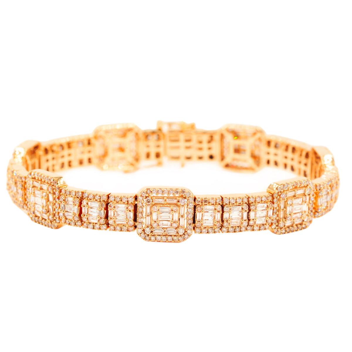 14KY 8.50CTW BAGUETTE DIAMOND SQUARE CLUSTER 8" - Johnny Dang & Co