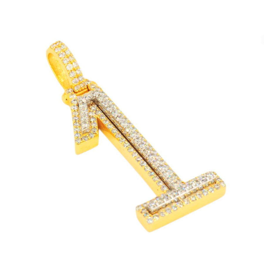 10K Yellow Gold Si Diamond Number 1 Pendant - Johnny Dang & Co