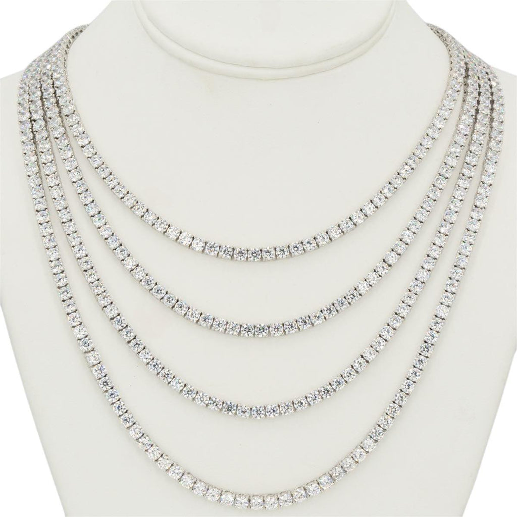 CZ SILVER TENNIS CHOKER 18" - 24" NECKLACE - Johnny Dang & Co
