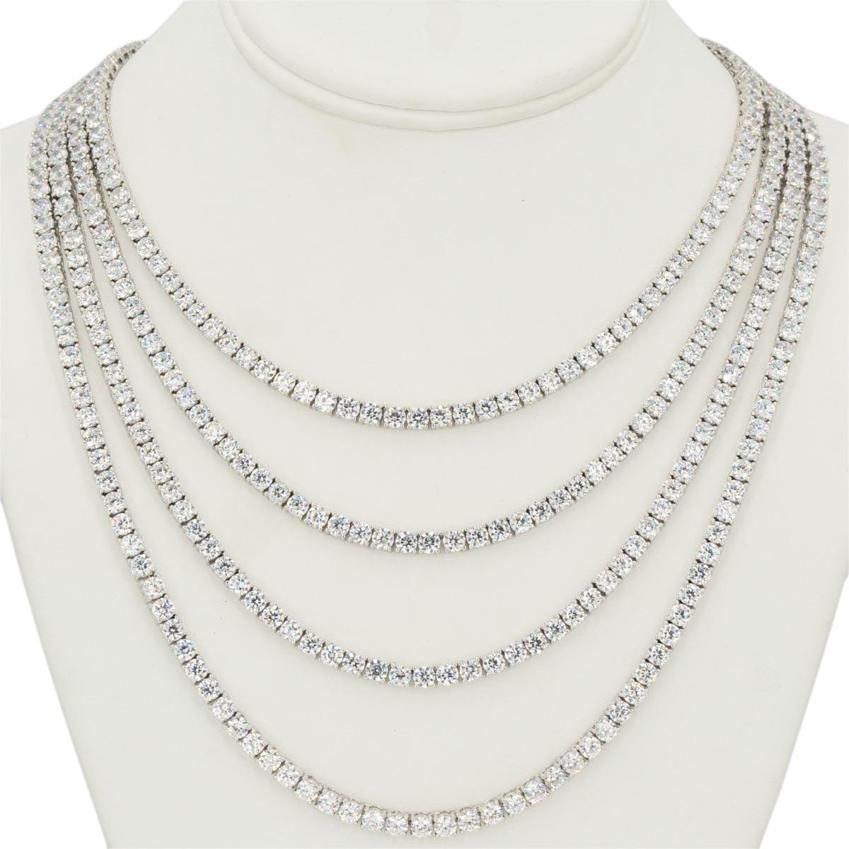 CZ SILVER TENNIS CHOKER 18" - 24" NECKLACE - Johnny Dang & Co