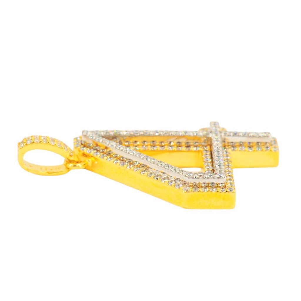 10K Yellow Gold Si Diamond Number 4 Pendant - Johnny Dang & Co