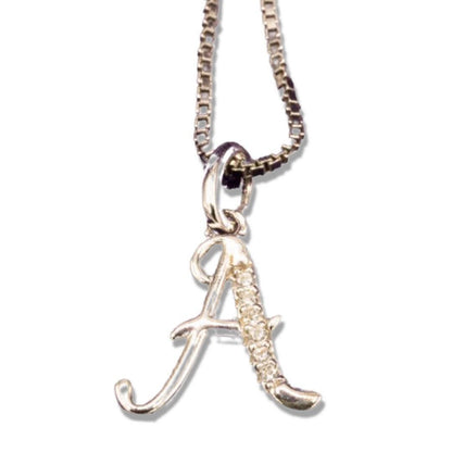 MINI SCRIPT LETTERS SILVER 925 WHITE GOLD PLATED - Johnny Dang & Co