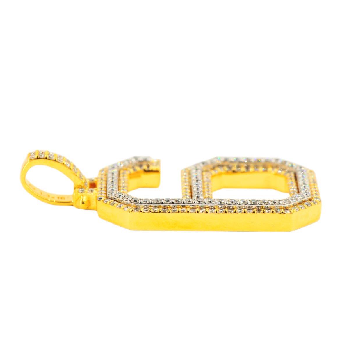 10K Yellow Gold Si Diamond Number 6 Pendant - Johnny Dang & Co