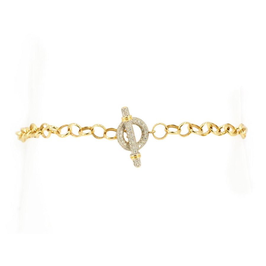 10k Gold 0.45ctw Diamond Charm Bracelet 7.5