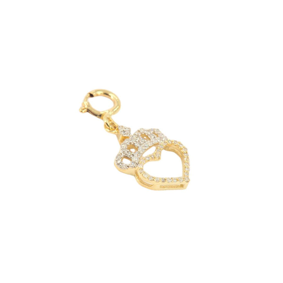 10k Yellow Gold and Diamond 'Heart With Crown' Charm - 10067 - Johnny Dang & Co