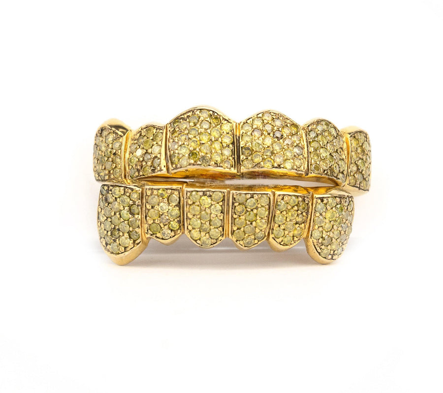 18K VVS Yellow Honeycomb Diamond Grillz - Johnny Dang & Co