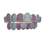 10K Flawless Cotton Candy Honeycomb Diamond Grillz - Johnny Dang & Co