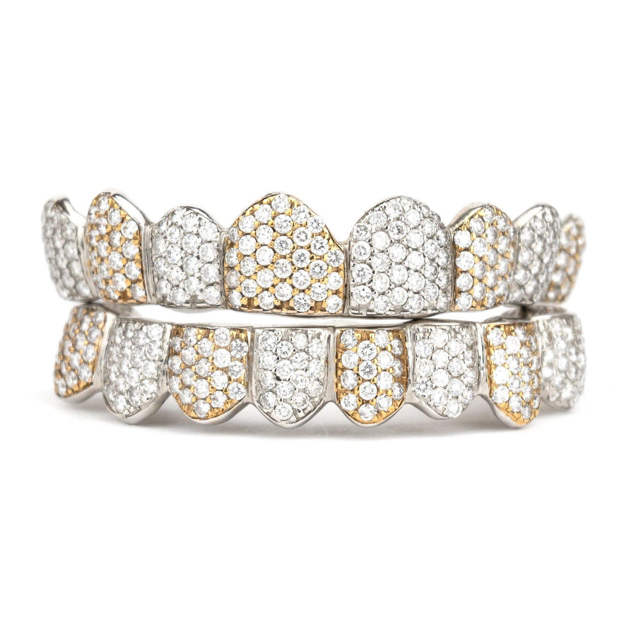 18K VS Two Tone Honeycomb Diamond Grillz - Johnny Dang & Co