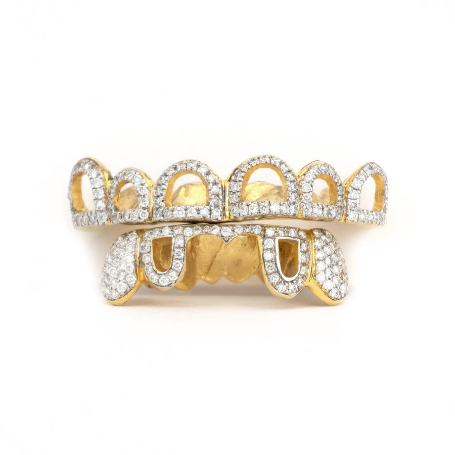 18K Flawless Split Open Face Diamond Grillz - Johnny Dang & Co
